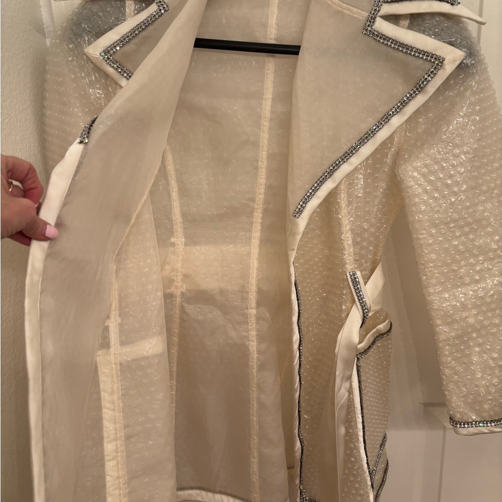 RARE-ICONIC-Dolce & Gabbana-Clear Plastic Bubble Wrap Rain Coat-Rhinestone-90s - Picture 12 of 16